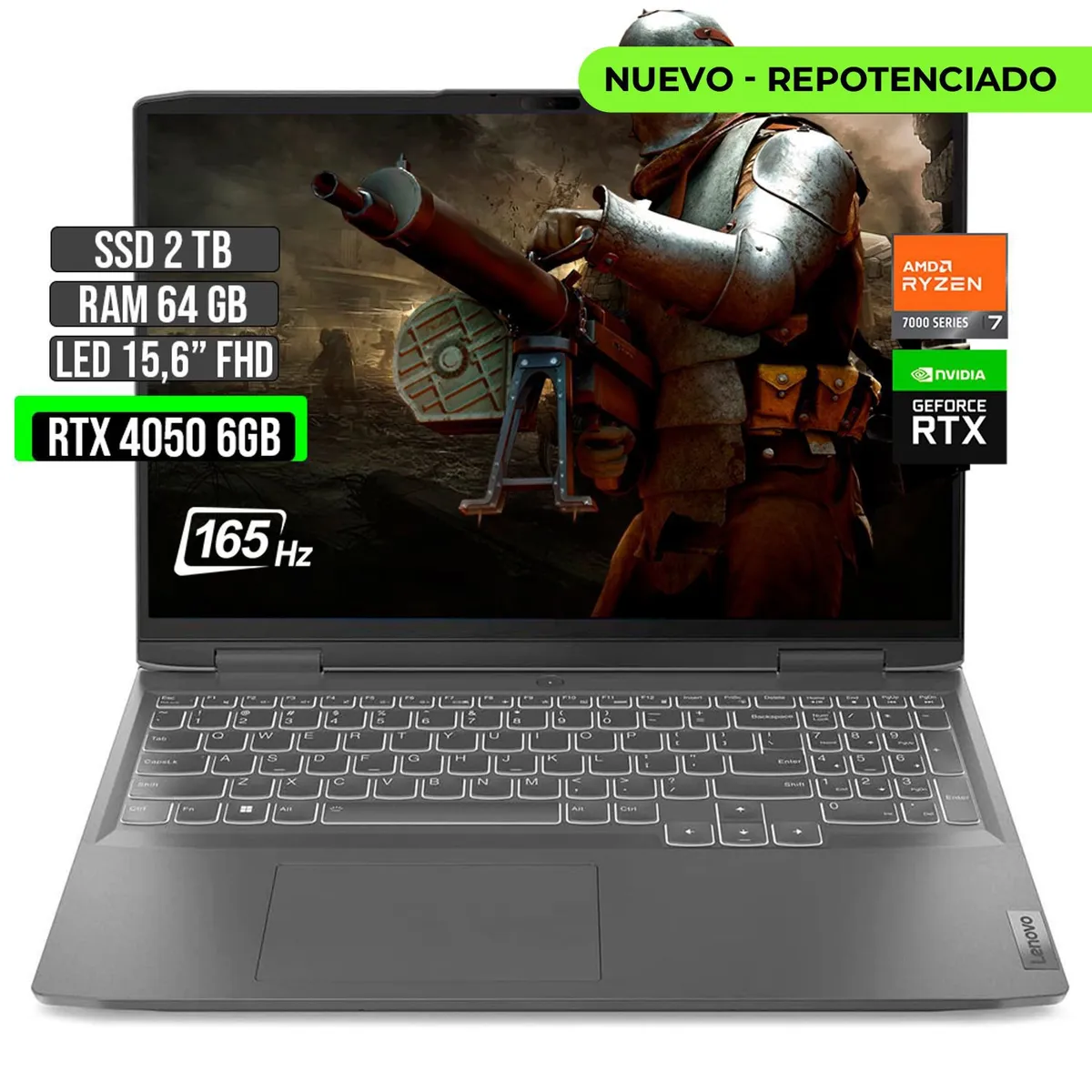 LENOVO - LENOVO LOQ AMD RYZEN 7-7840HS RTX 4050 6GB SSD 2TB RAM 64GB LED 15,6" FHD 165Hz