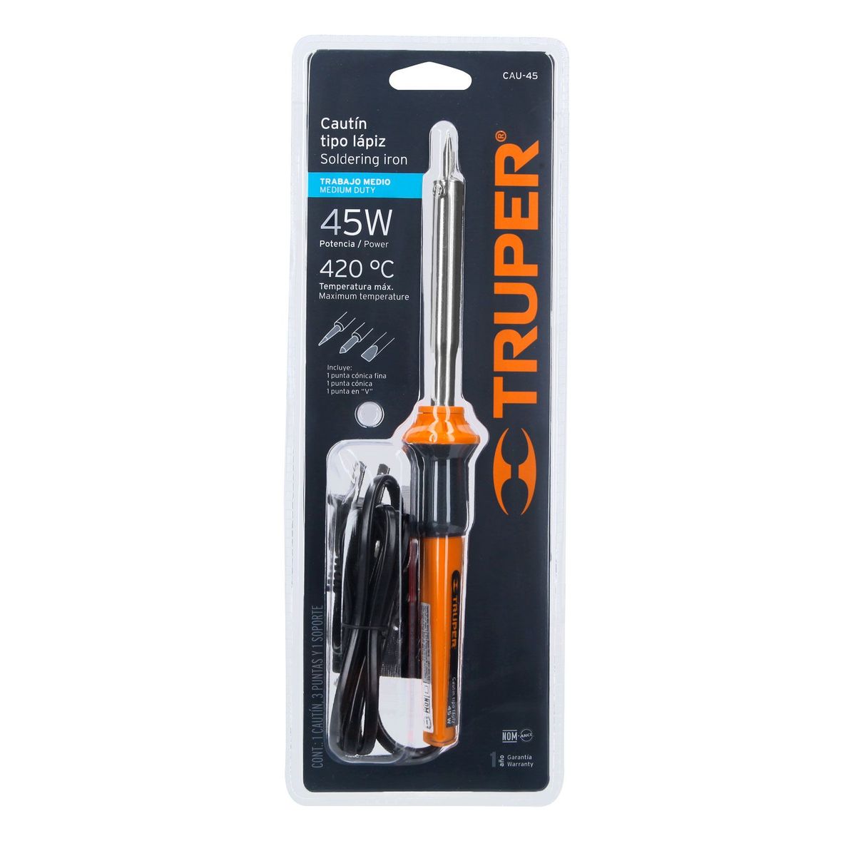 TRUPER - Cautín 45W tipo lápiz naranja Truper original uso industrial