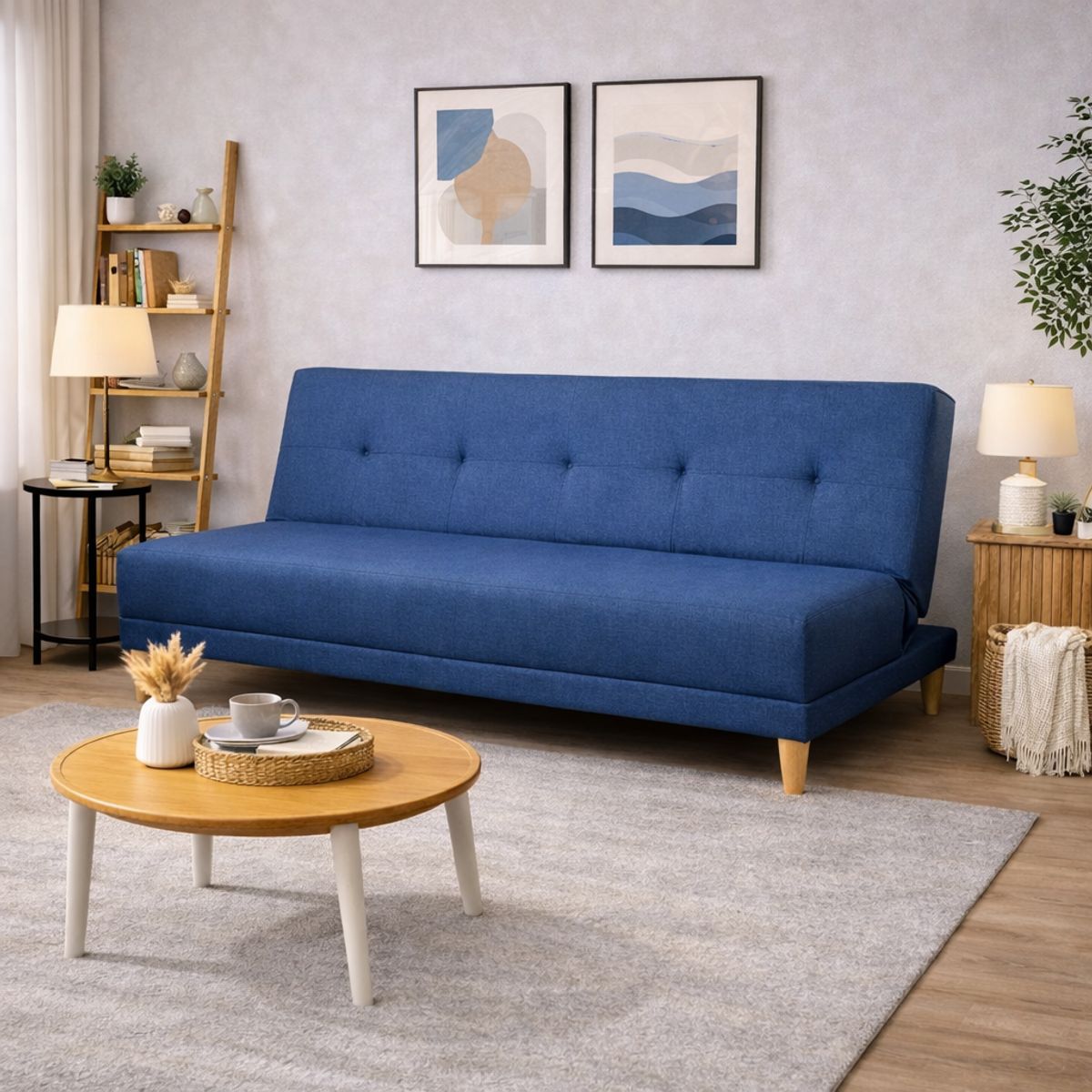 DECOLUM - SofáCama Trump 3 Posiciones Tela Lino Azul