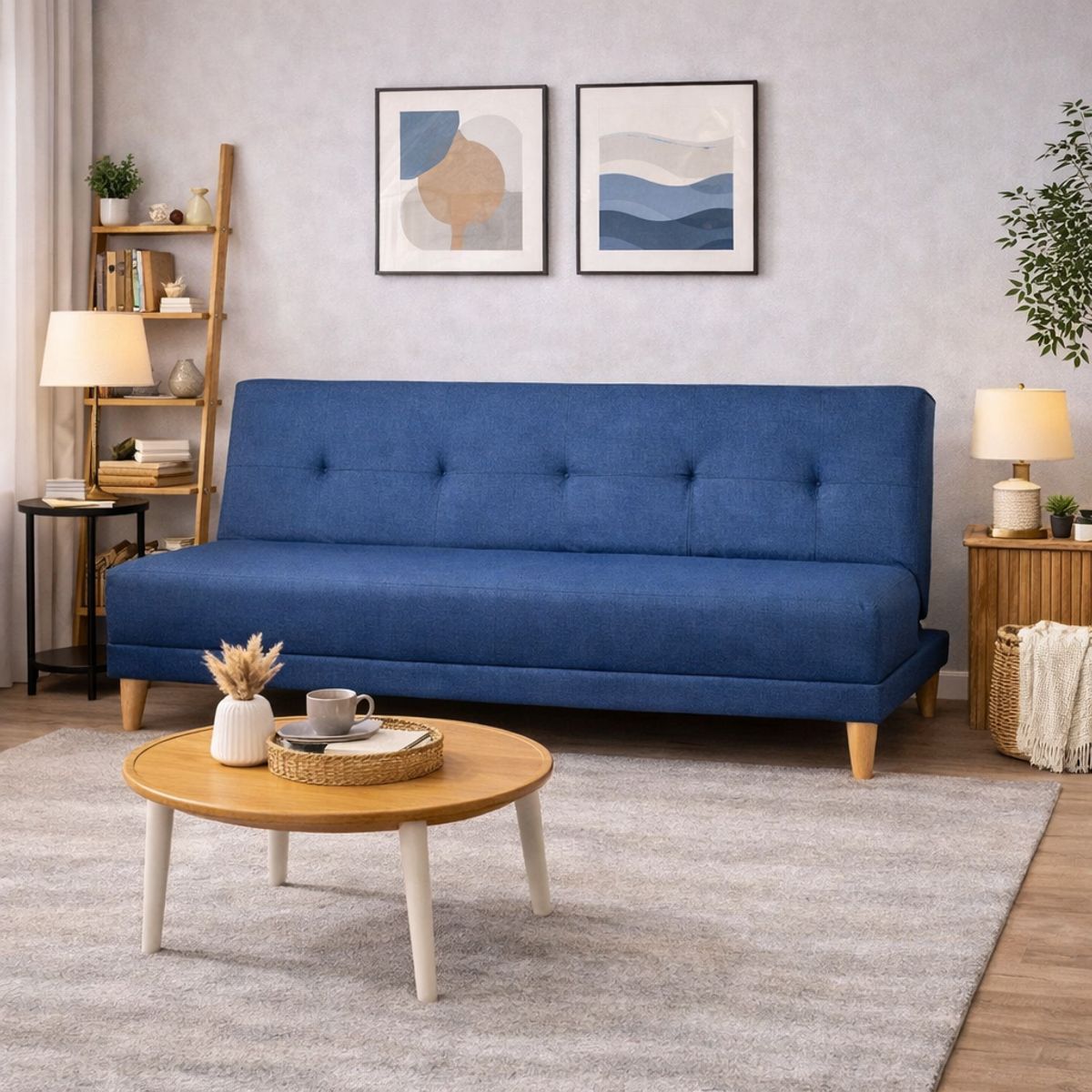 DECOLUM - SofáCama Trump 3 Posiciones Tela Lino Azul
