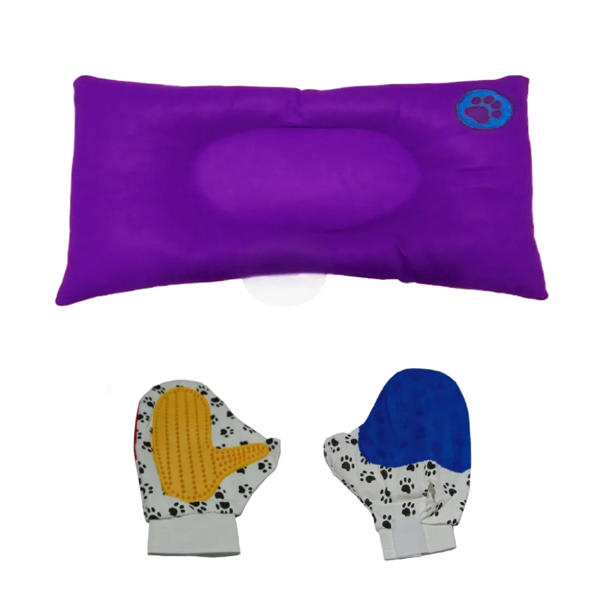 HALLY PET - Colchón Gigante Huella Bordada mas Guante Morado