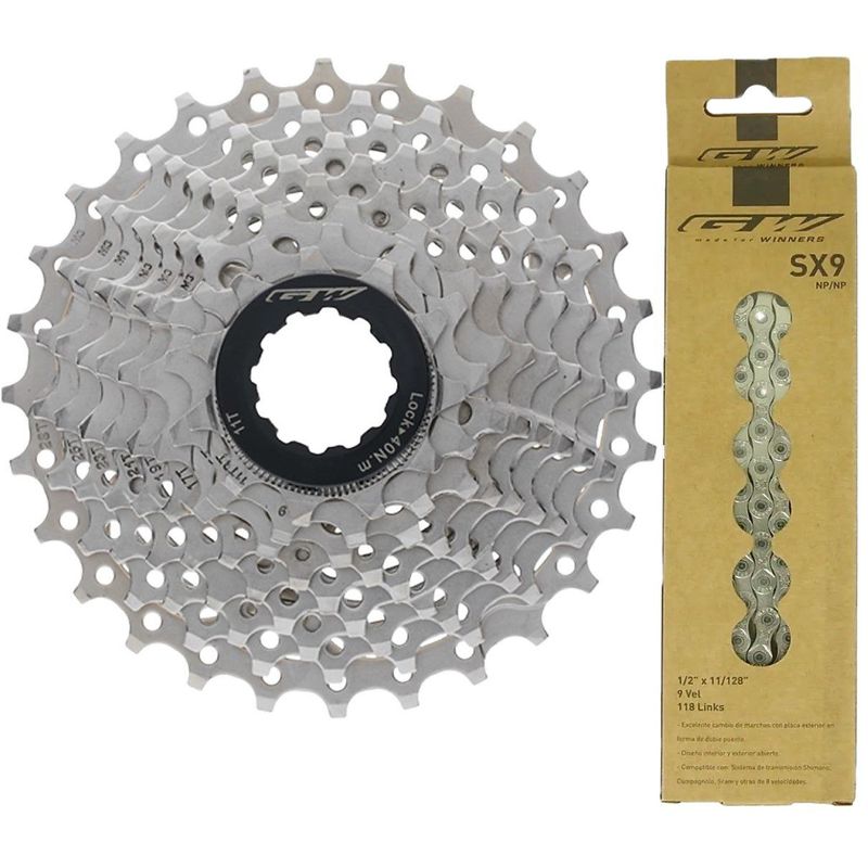 GW - Pacha cadenilla bicicleta gw 11-28 9v sx9 cassette combo