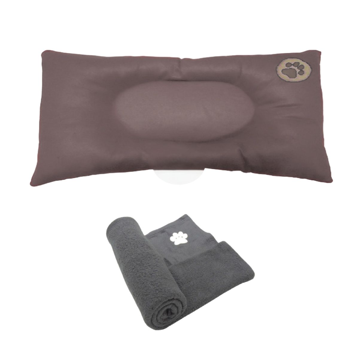 HALLY PET - Colchón Huella bordada gigante con cobija grande Gris