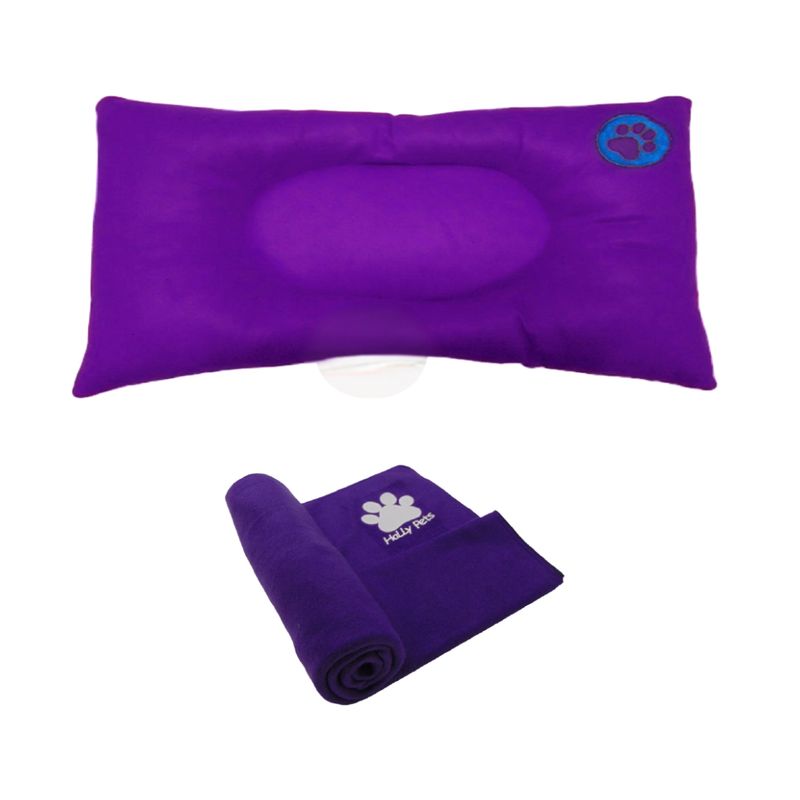 HALLY PET - Colchón Huella bordada gigante con cobija grande Morado