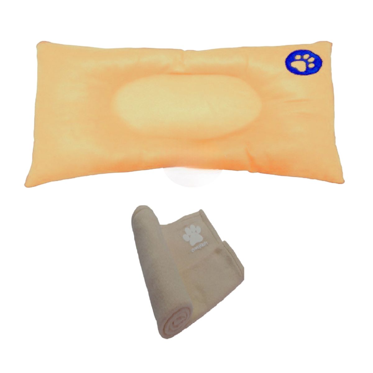 HALLY PET - Colchón Huella bordada gigante con cobija grande Beige