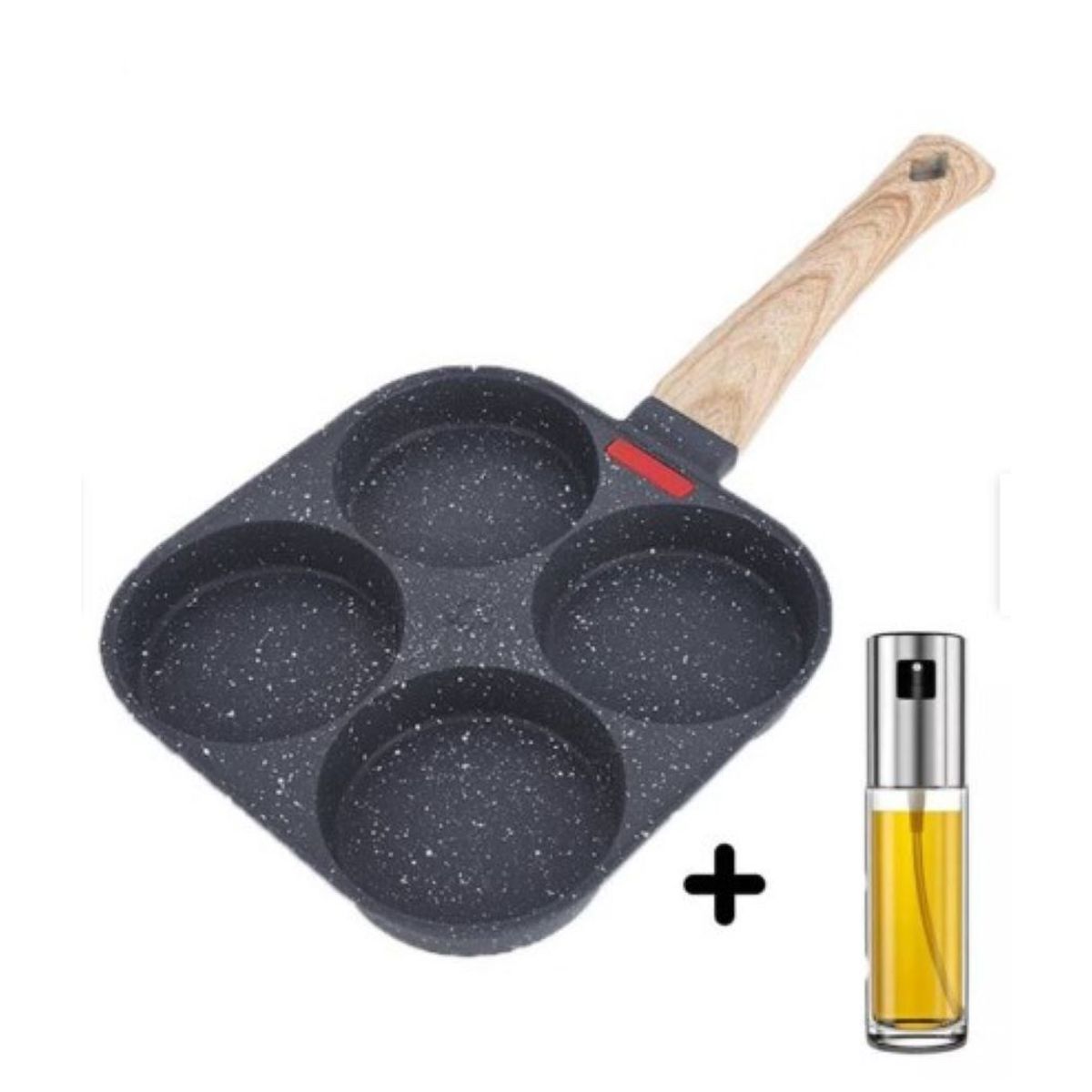 ZHOPI CO - Sarten Antiadherente 4 Puestos Mas Dispensador De Aceite En Spray