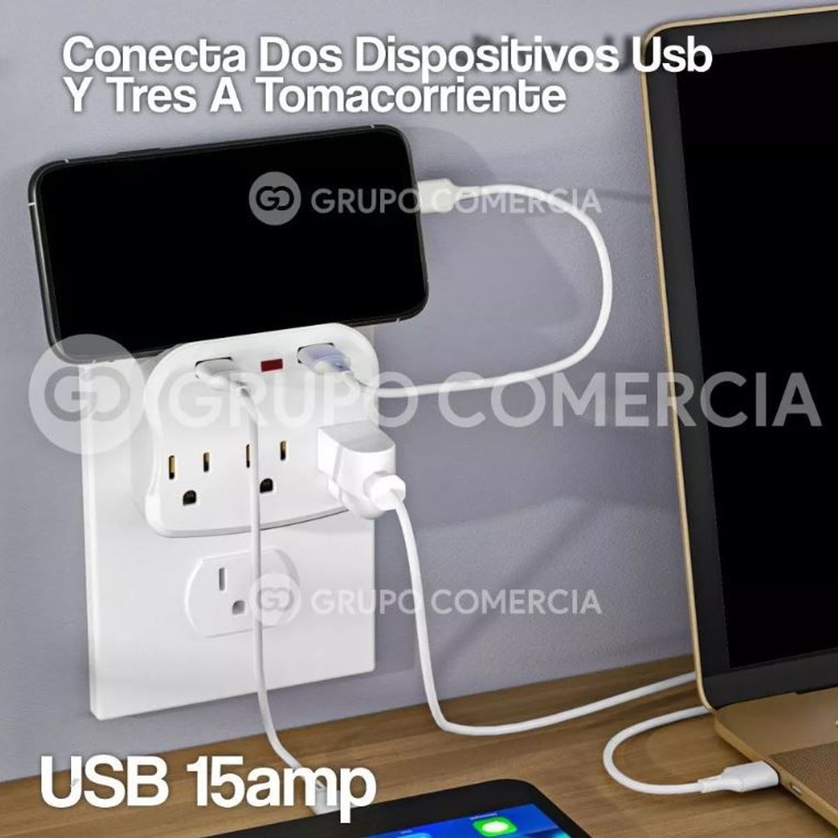 SHEN HUANG - Enchufe Multiplicador De Tomas Corriente Puerto Usb Brickell