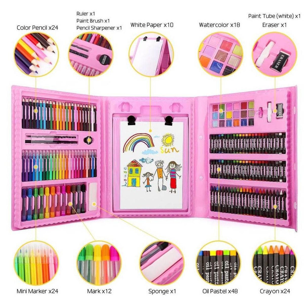 ONE PIXEL - Kit De Colores 208 Piezas Juego Arte Y Dibujo Creativo Rosa