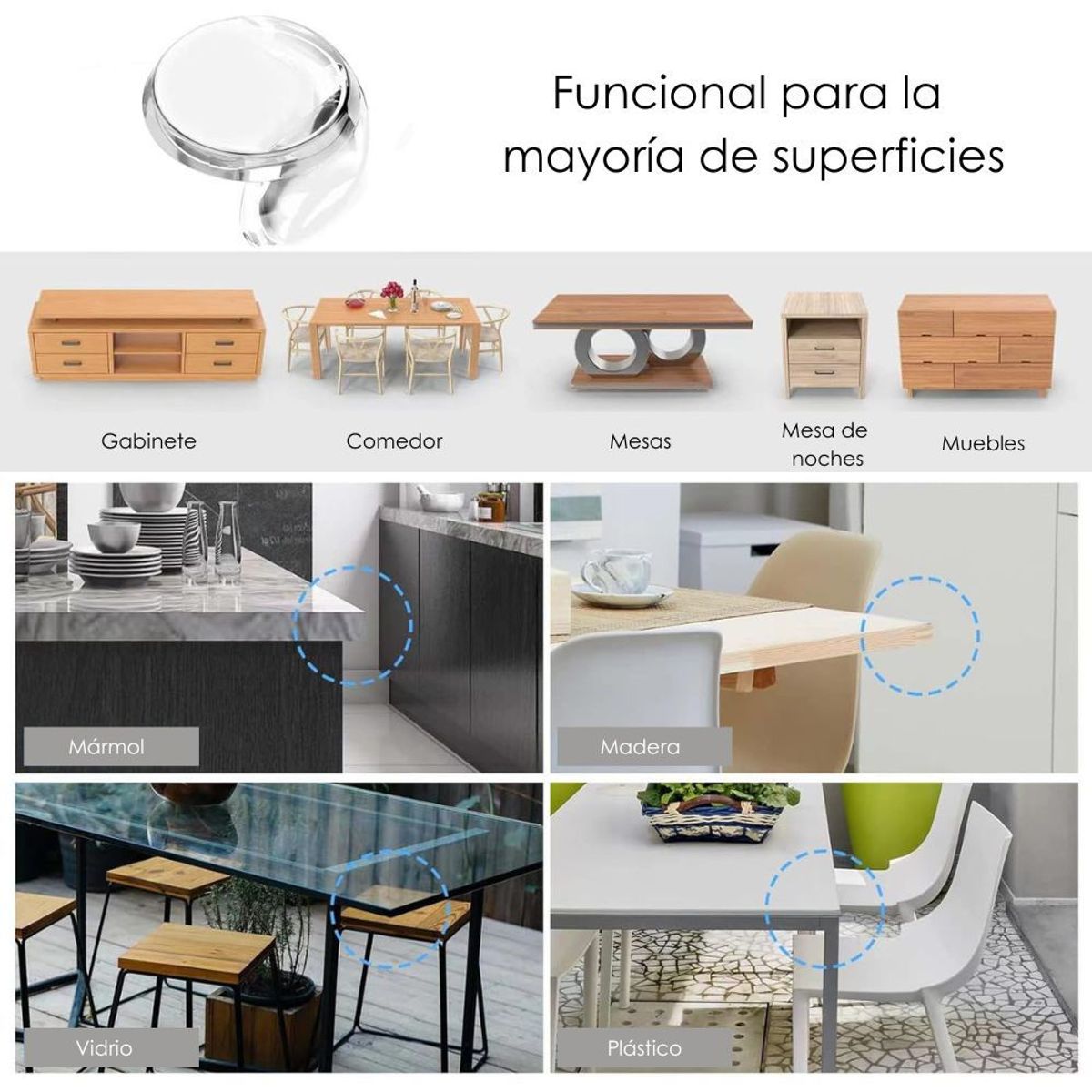 GENERICO - Protector Esquinero Muebles Anti-golpes Bebé Pack X 4 Unds