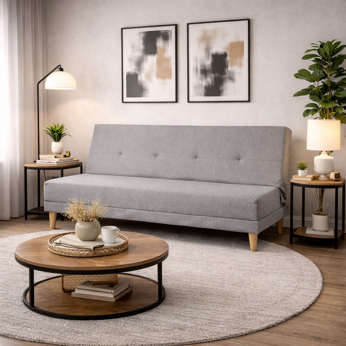 DECOLUM - SofáCama Trump 3 Posiciones Tela Lino Gris
