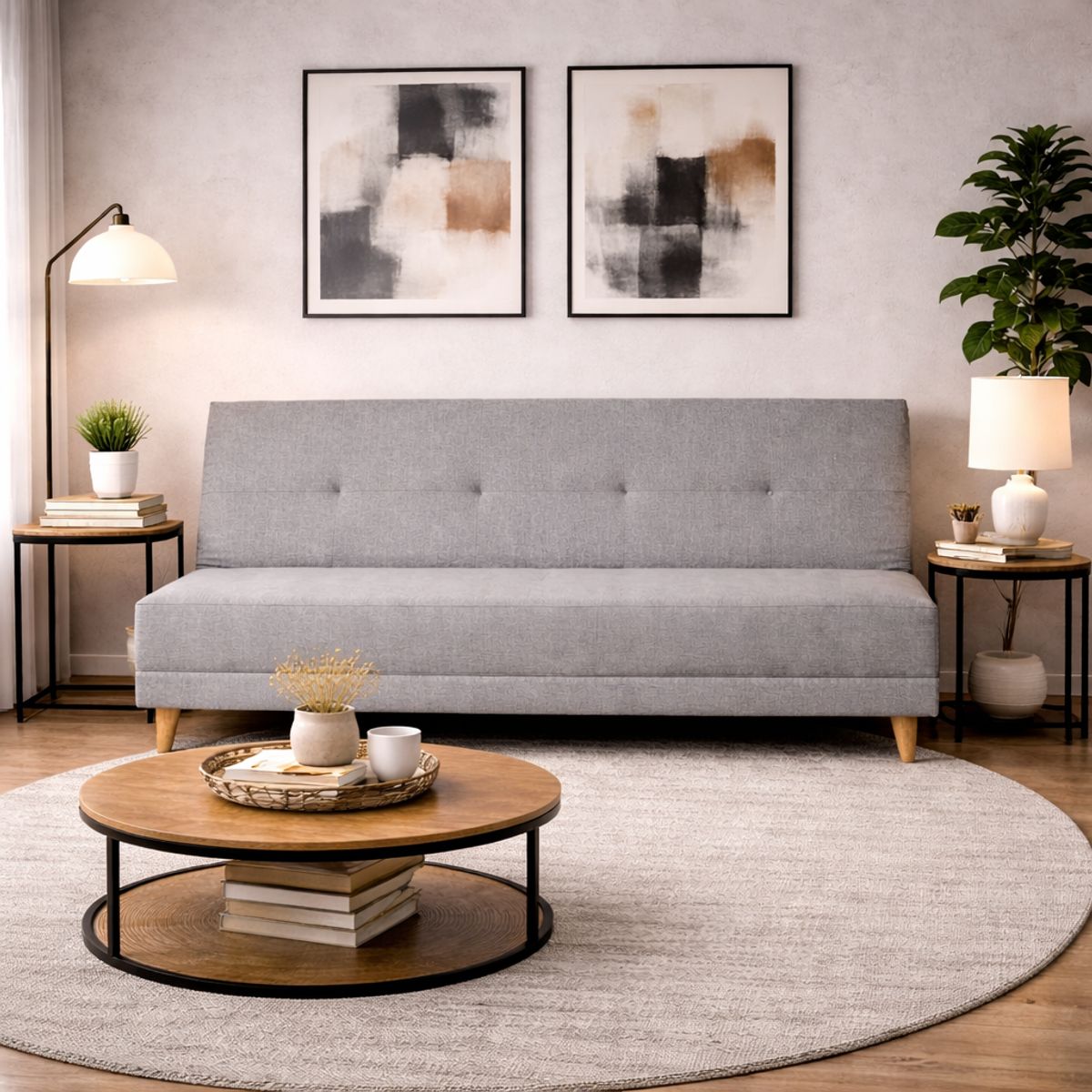 DECOLUM - SofáCama Trump 3 Posiciones Tela Lino Gris