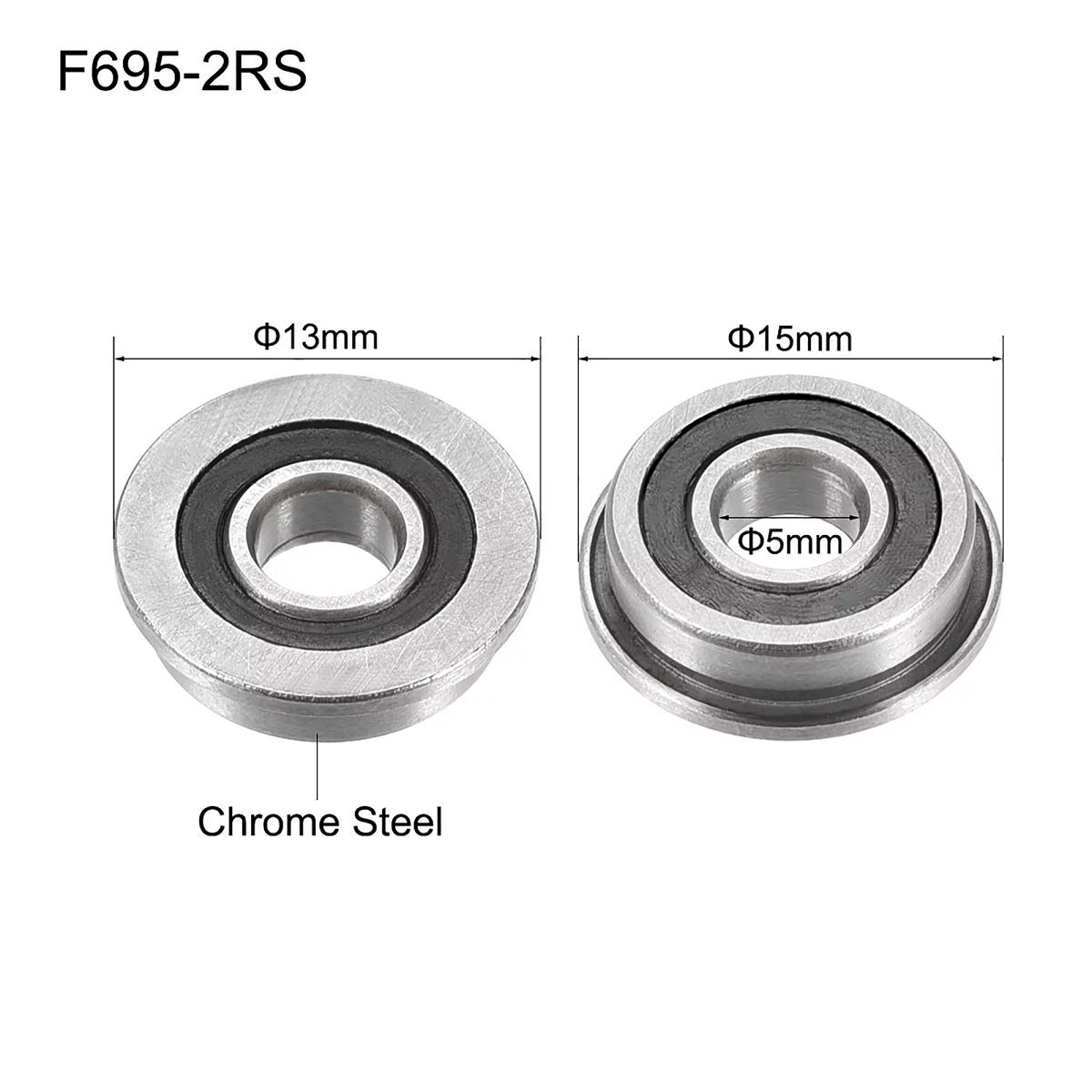 GENERICO - Rodamiento Radial Balinera Flange Brida F695 2RS 15x4x5mm