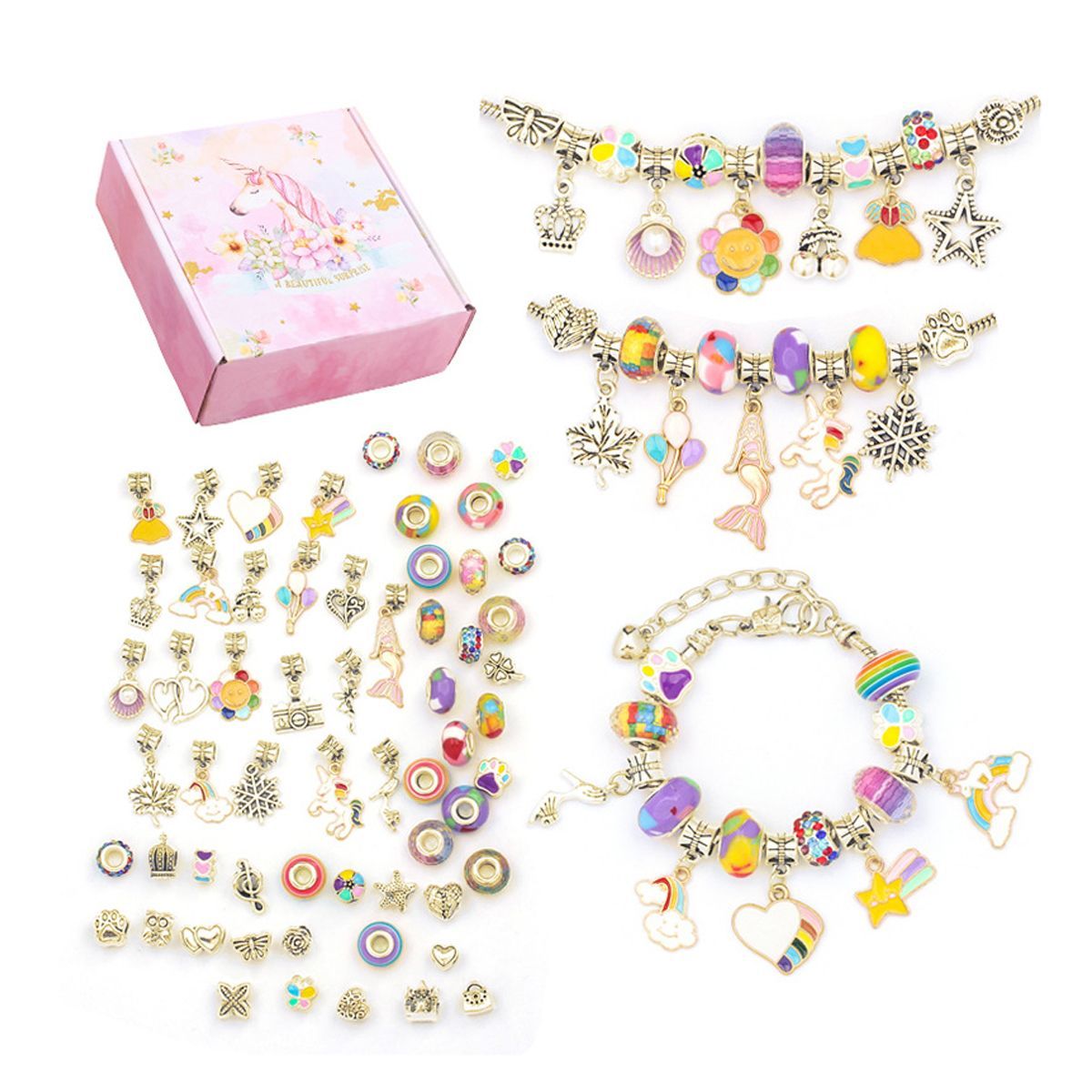 ENFANT'ASY - Kit Set Para Armar Pulseras Tipo Pandora Niñas Con Caja