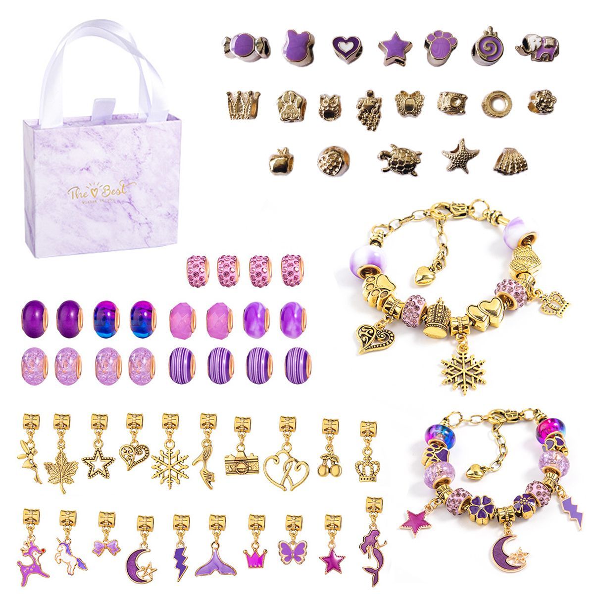 ENFANT'ASY - Kit Set Para Armar Pulseras Tipo Pandora Niñas Con Caja
