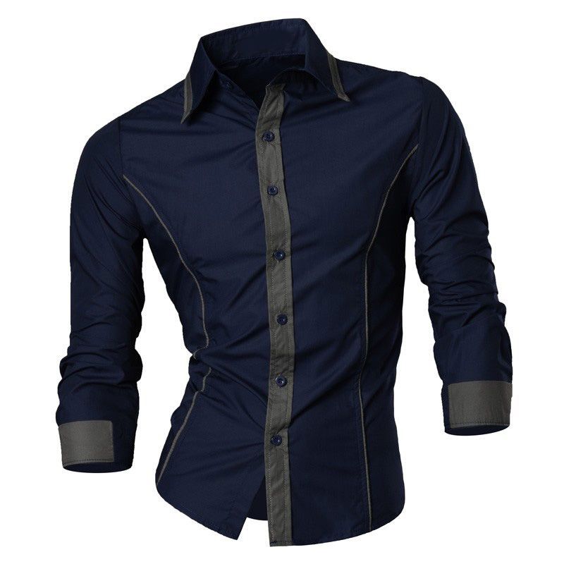 GENERAL - Camisa Hombre Moda Elegante Moderno Manga Larga Azul Oscuro