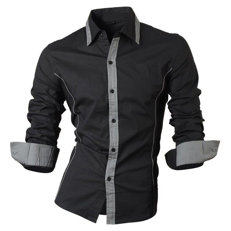 GENERAL - Camisa Hombre Moda Elegante Moderno Manga Larga Negro