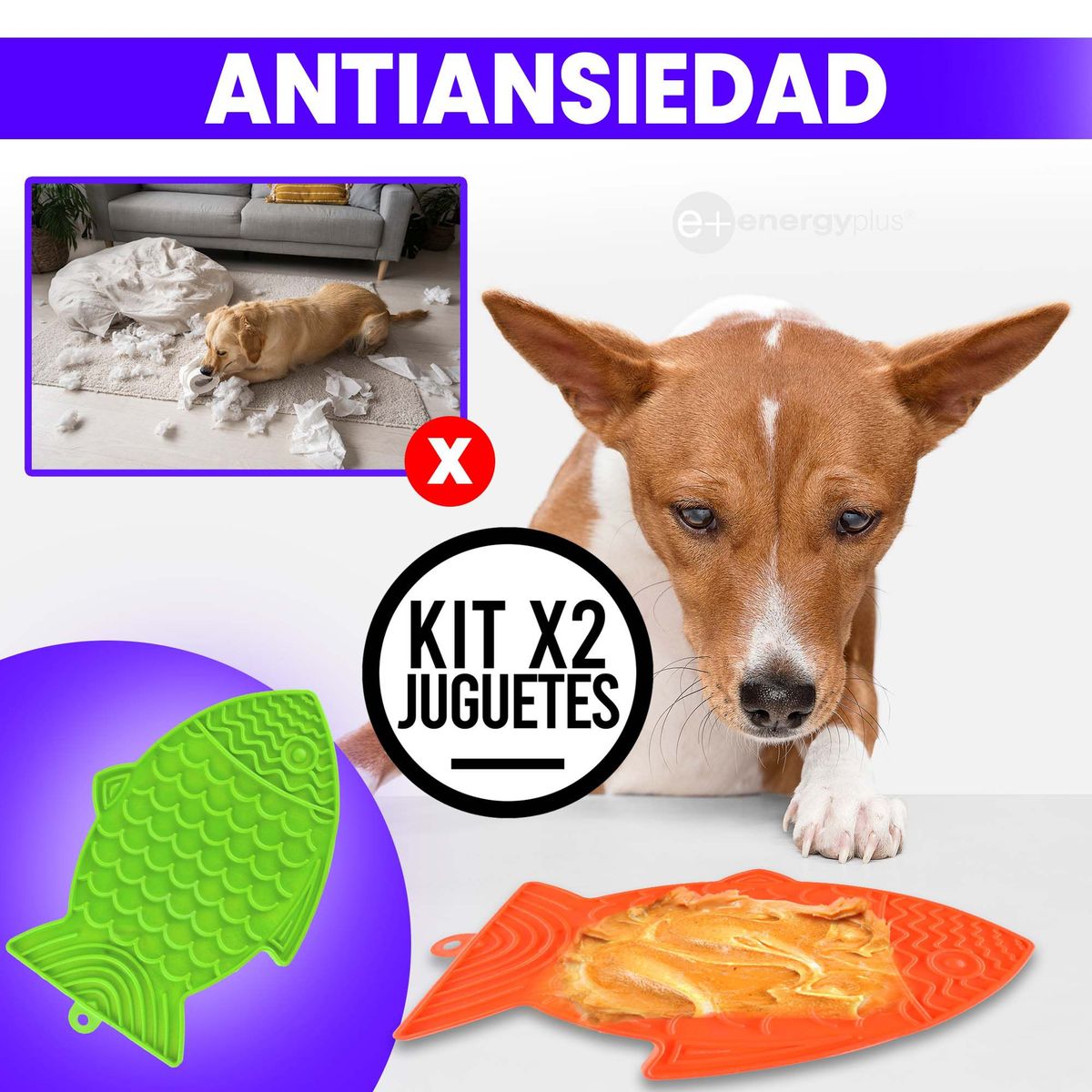 ENERGY PLUS - KIT X2 Juguetes y lamedero antiansiedad con chupa