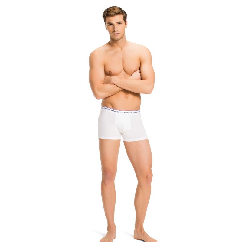 TOMMY HILFIGER - Pack De 3 Bóxers Trunk De Algodón Elástico Blanco Tommy Hilfiger