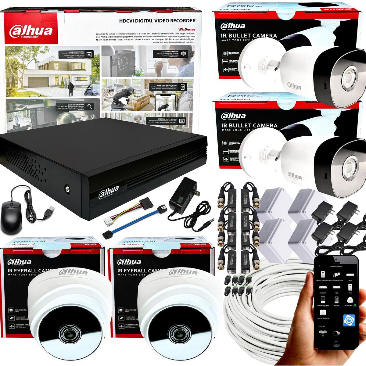 DAHUA - KIT CCTV DAHUA DVR 1080P 4CH + 4 CÁMARAS DE SEGURIDAD