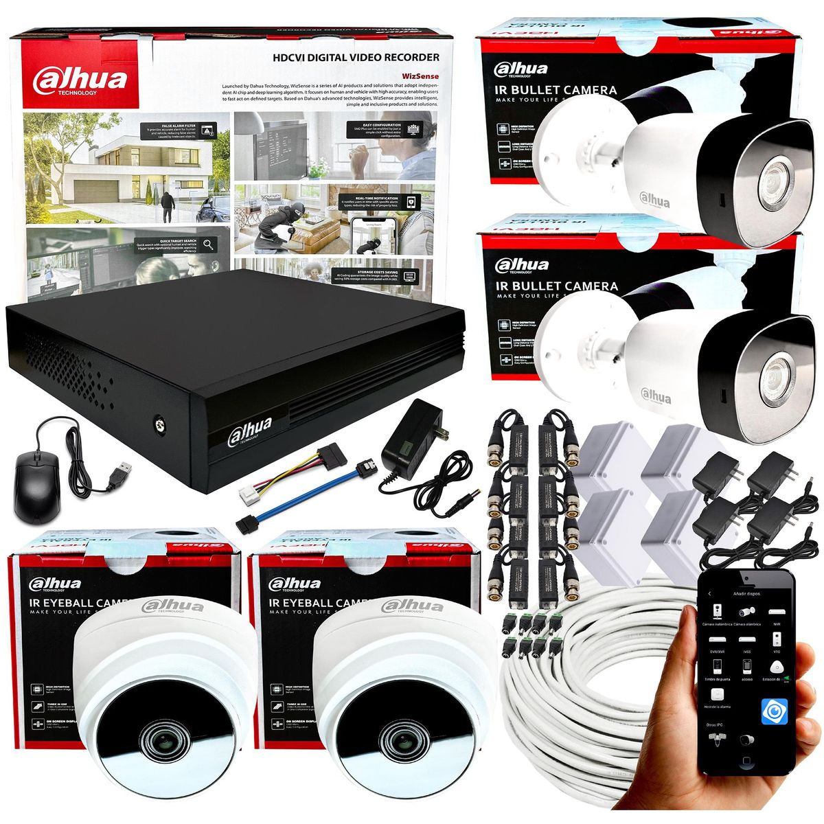DAHUA - KIT CCTV DAHUA DVR 1080P 4CH + 4 CÁMARAS DE SEGURIDAD