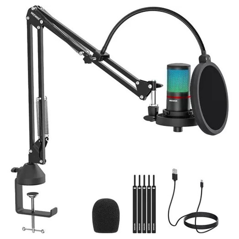 NEEWER - Neewer Cm25 Micrófono Condensador Rgb Cancelación De Ruido