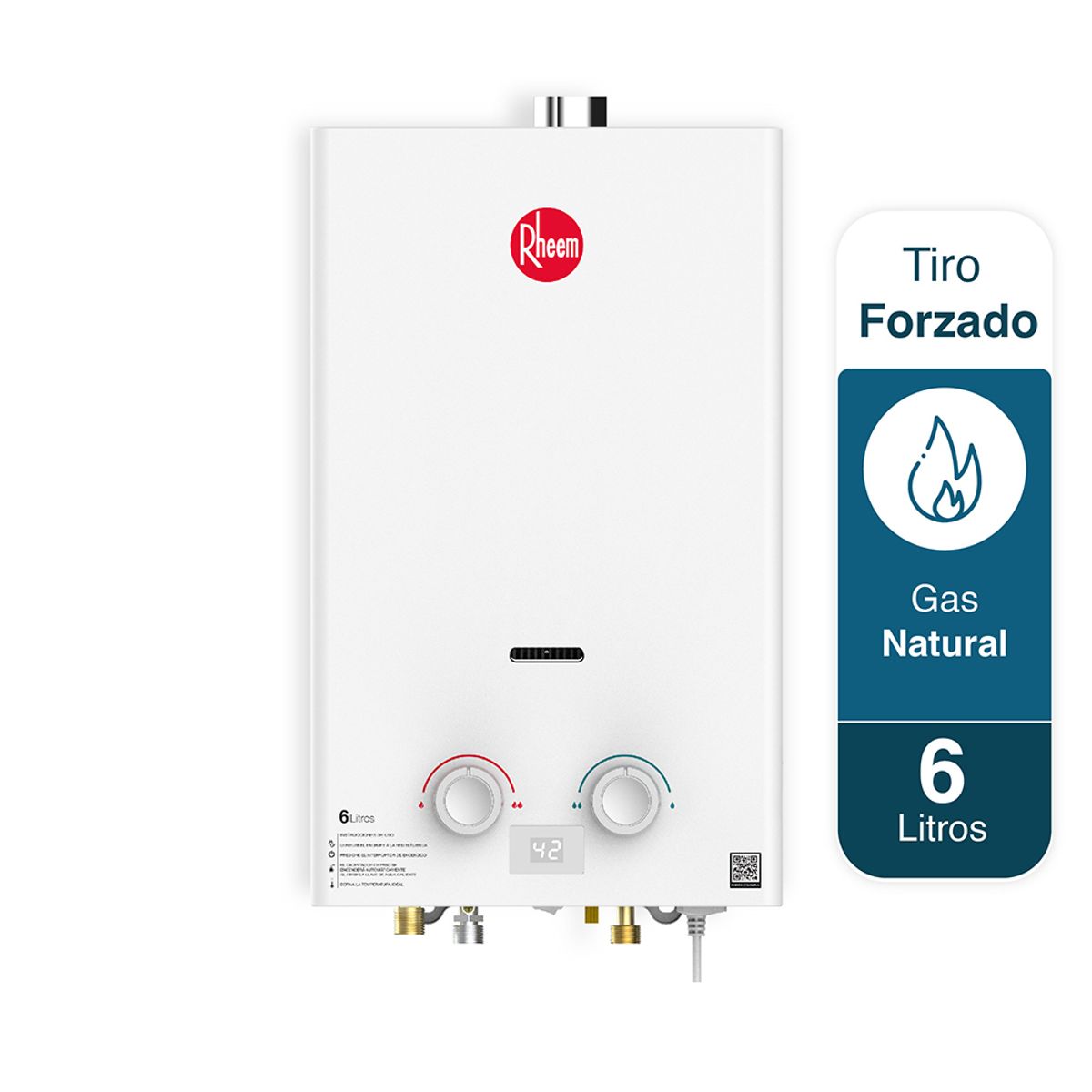 RHEEM - Calentador De Agua 6lt Gas Natural Tiro Forzado Rheem