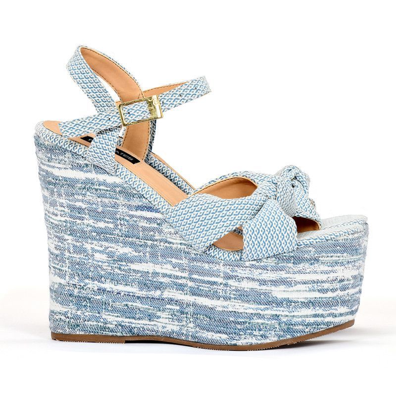 SABATES - Sandalias de Plataforma Estampad Sábates Lino Baby Blue