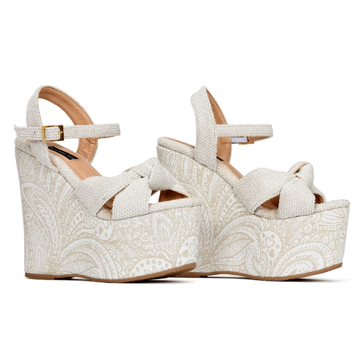 SABATES - Sandalia de Plataforma Estampada Sábates Lino Perla