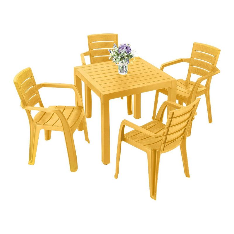 RIMAX - Comedor Barú RIMAX (1 Mesa + 4 Sillas Con Brazos AMARILLO MOSTAZA)