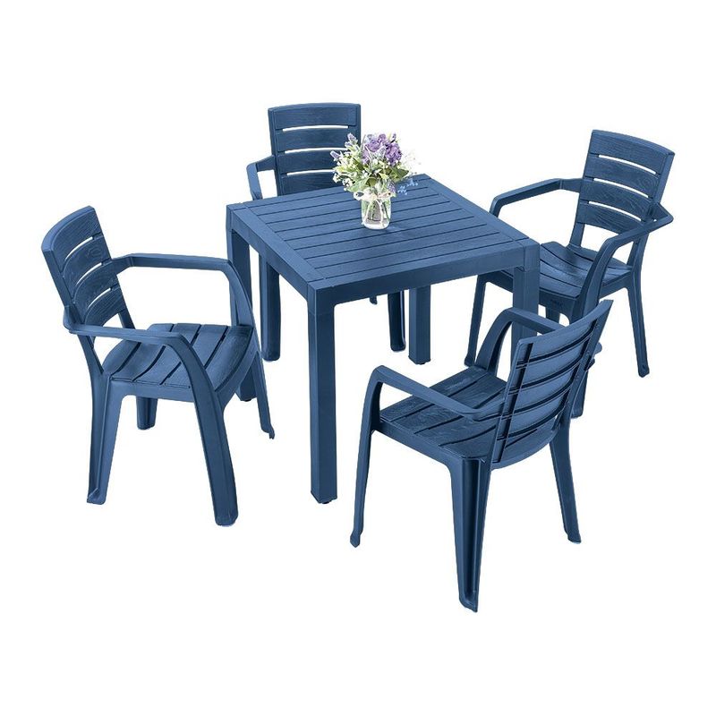 RIMAX - Comedor Barú RIMAX (1 Mesa + 4 Sillas Con Brazos AZUL PETROLEO)