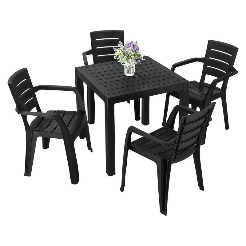 RIMAX - Comedor Barú RIMAX (1 Mesa + 4 Sillas Con Brazos NEGRO)