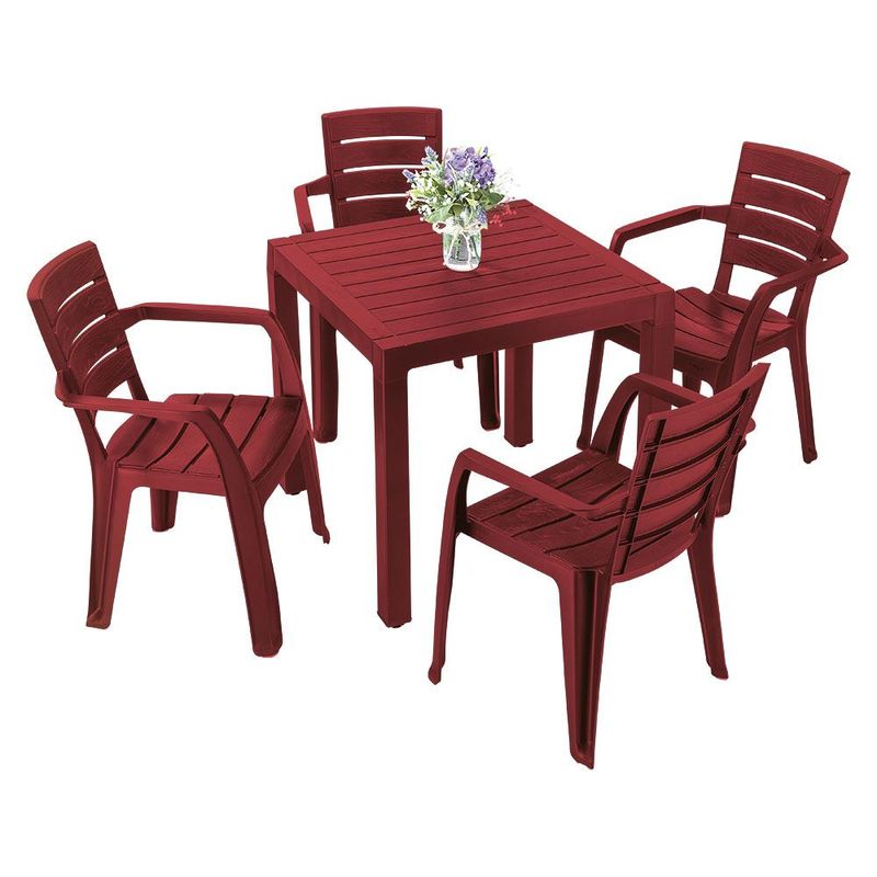 RIMAX - Comedor Barú RIMAX (1 Mesa + 4 Sillas Con Brazos ROJO MERLOT)