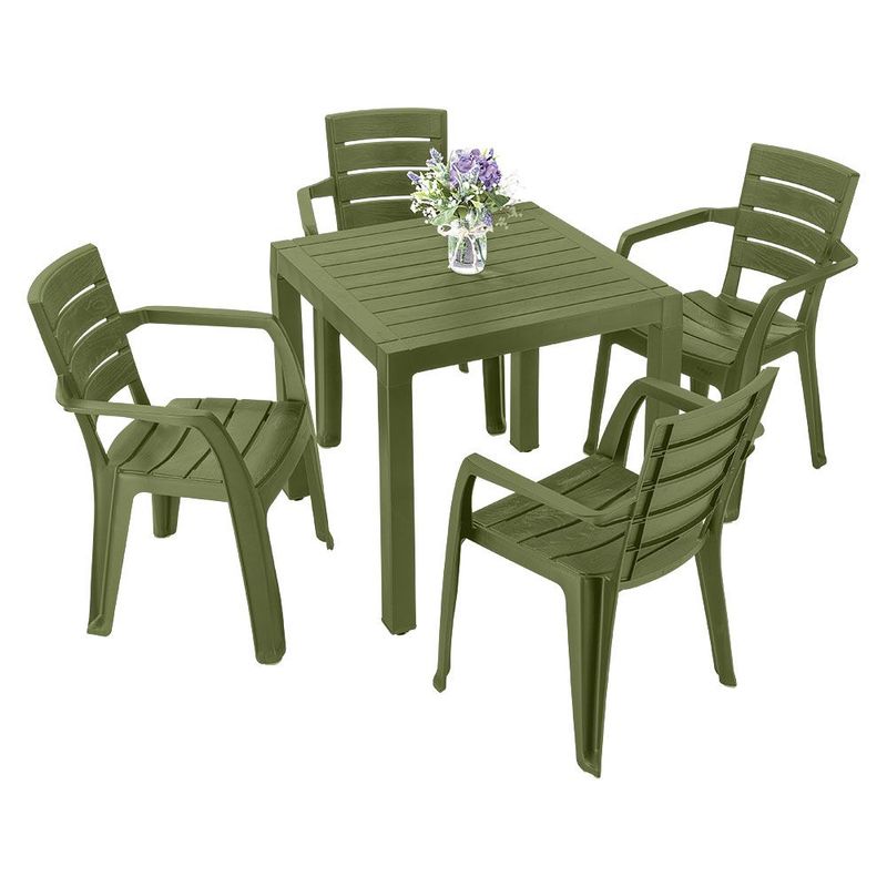 RIMAX - Comedor Barú RIMAX (1 Mesa + 4 Sillas Con Brazos VERDE SELVA)