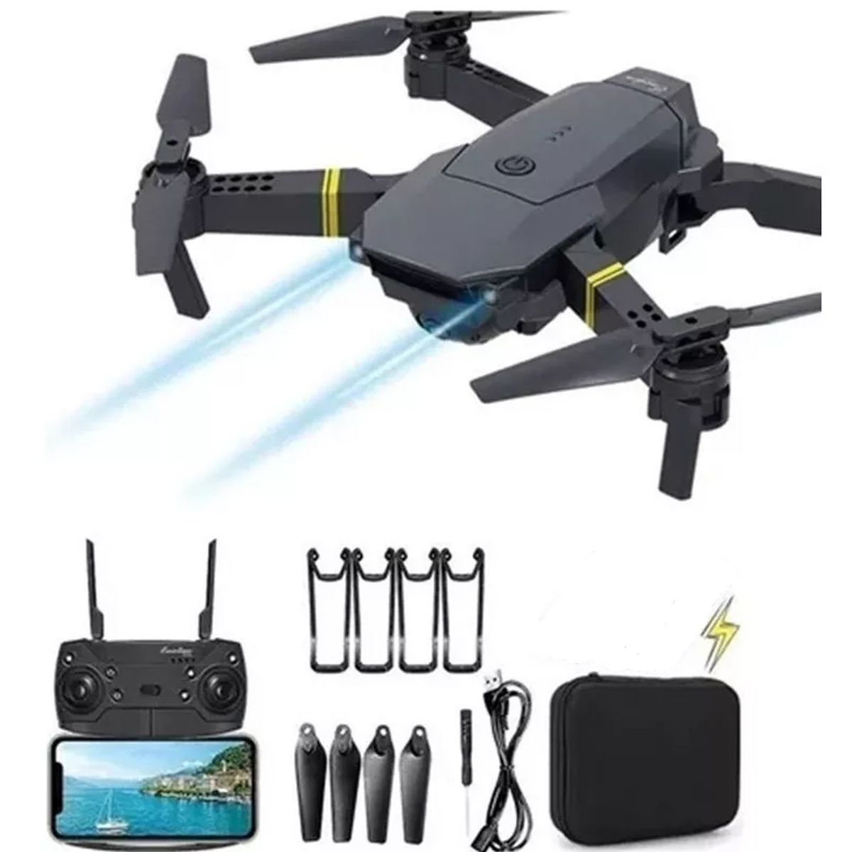 ONE PIXEL - Drone Plegable E58 Negro Cámara Y  Estuche