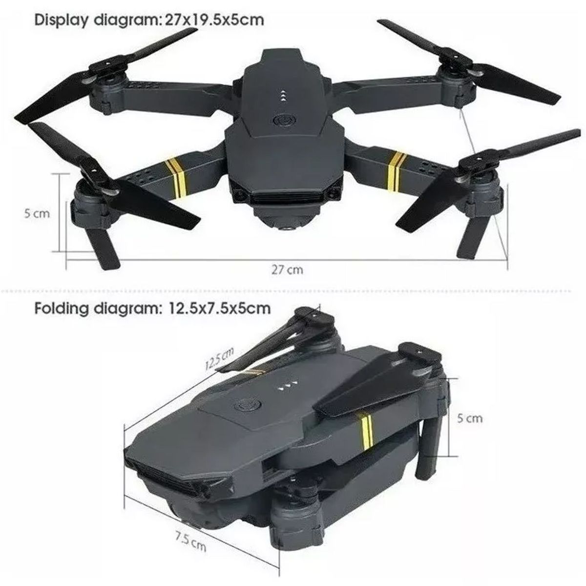 ONE PIXEL - Drone Plegable E58 Negro Cámara Y  Estuche