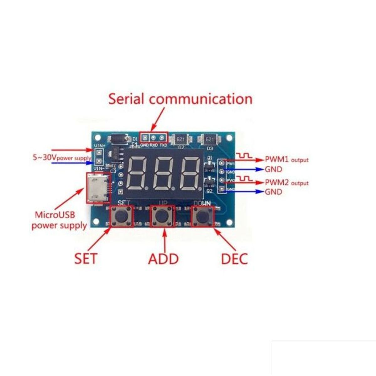 GENERICO - Generador Señales PWM 2 Canales XY-PWM 1HZ-150KHZ 5-30V