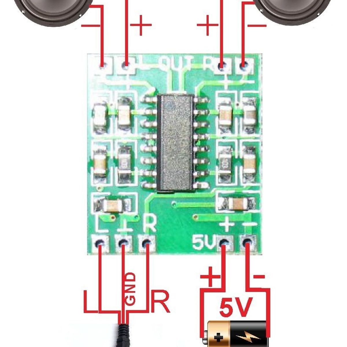 GENERICO - Tarjeta Amplificador Audio Estereo Mini Pam8403 2x3w 3W Clase D 5V