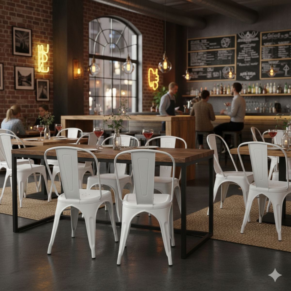 AKIVOY - Silla Tolix Metálica Blanca Hogar Restaurante