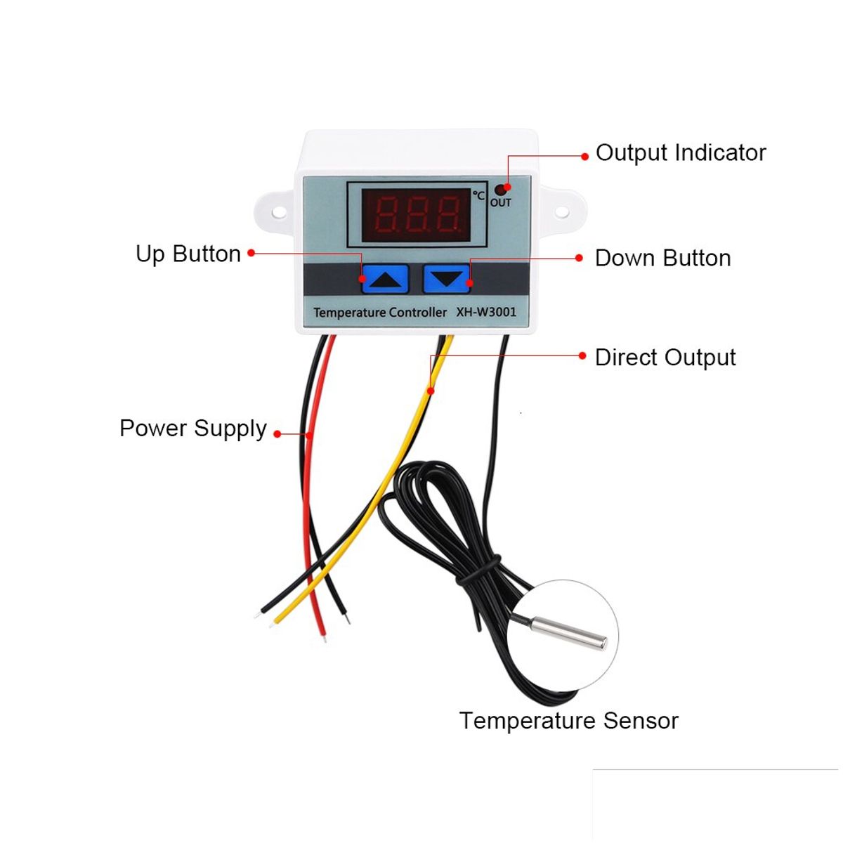 GENERICO - Termostato Digital XH-W3001 12VDC 10A Control Temperatura