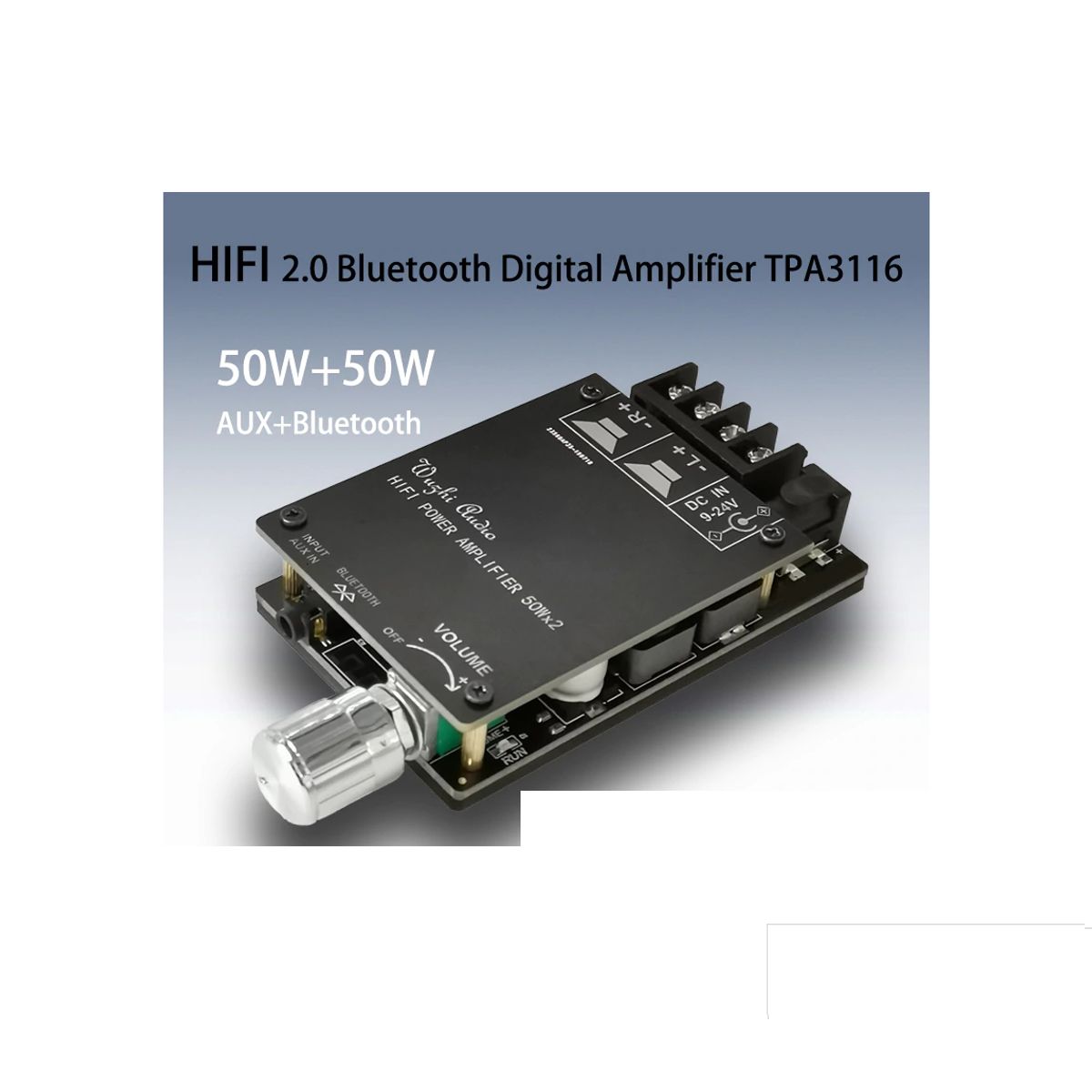 GENERICO - Amplificador Audio Estereo Bluetooth 5.0 ZK-502C HIFI TPA3116 2X50W