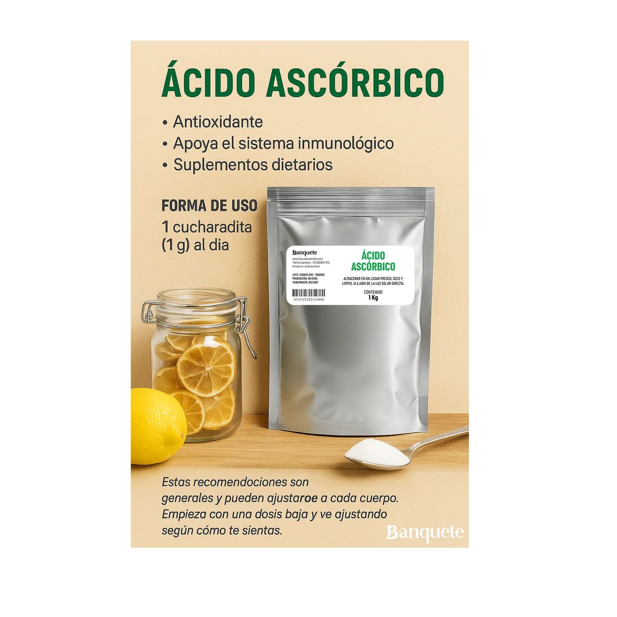 GENERICO - Acido Ascorbico Vitamina C 500gr