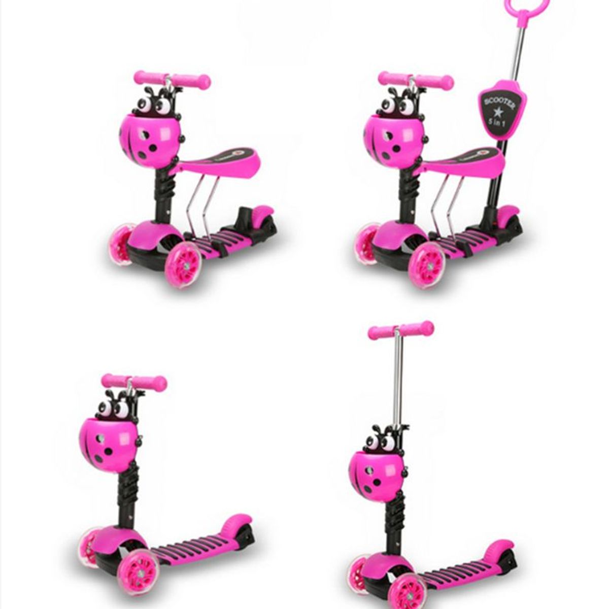 GENERICO - Scooter Patineta Mariquita 5En1 Para Niños VERDE