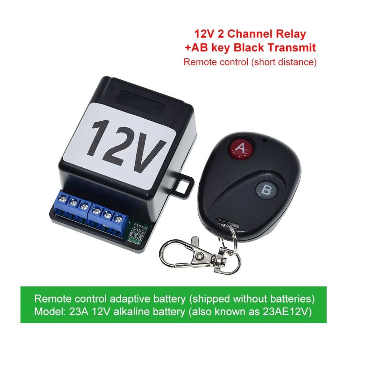 GENERICO - Control Remoto Codificado 433Mhz 12V 30mt con Relevo 2 Canales