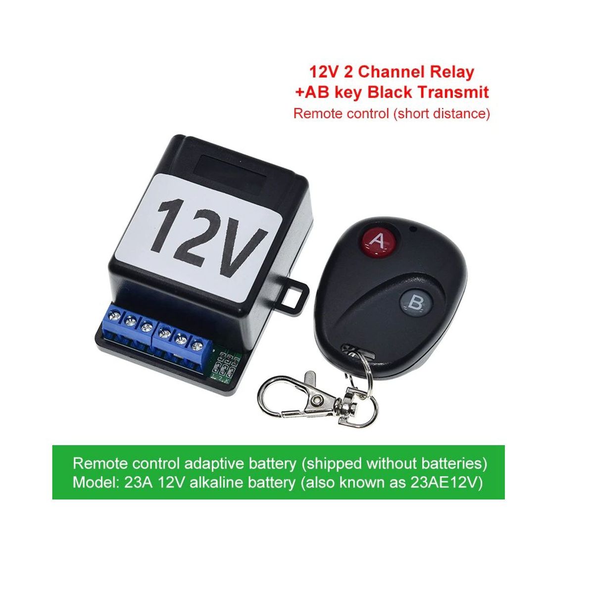 GENERICO - Control Remoto Codificado 433Mhz 12V 30mt con Relevo 2 Canales