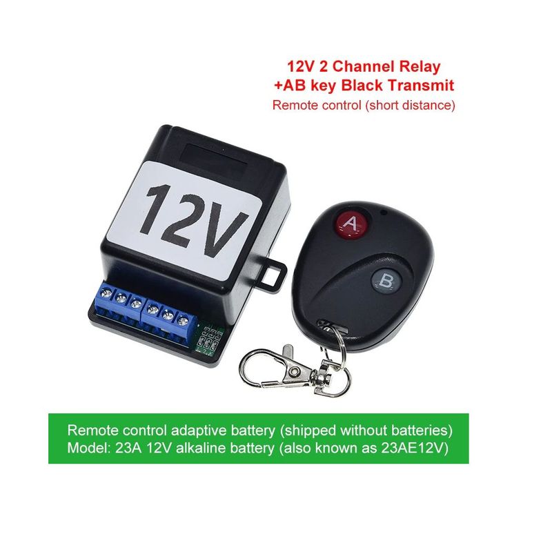 GENERICO - Control Remoto Codificado 433Mhz 12V 30mt con Relevo 2 Canales
