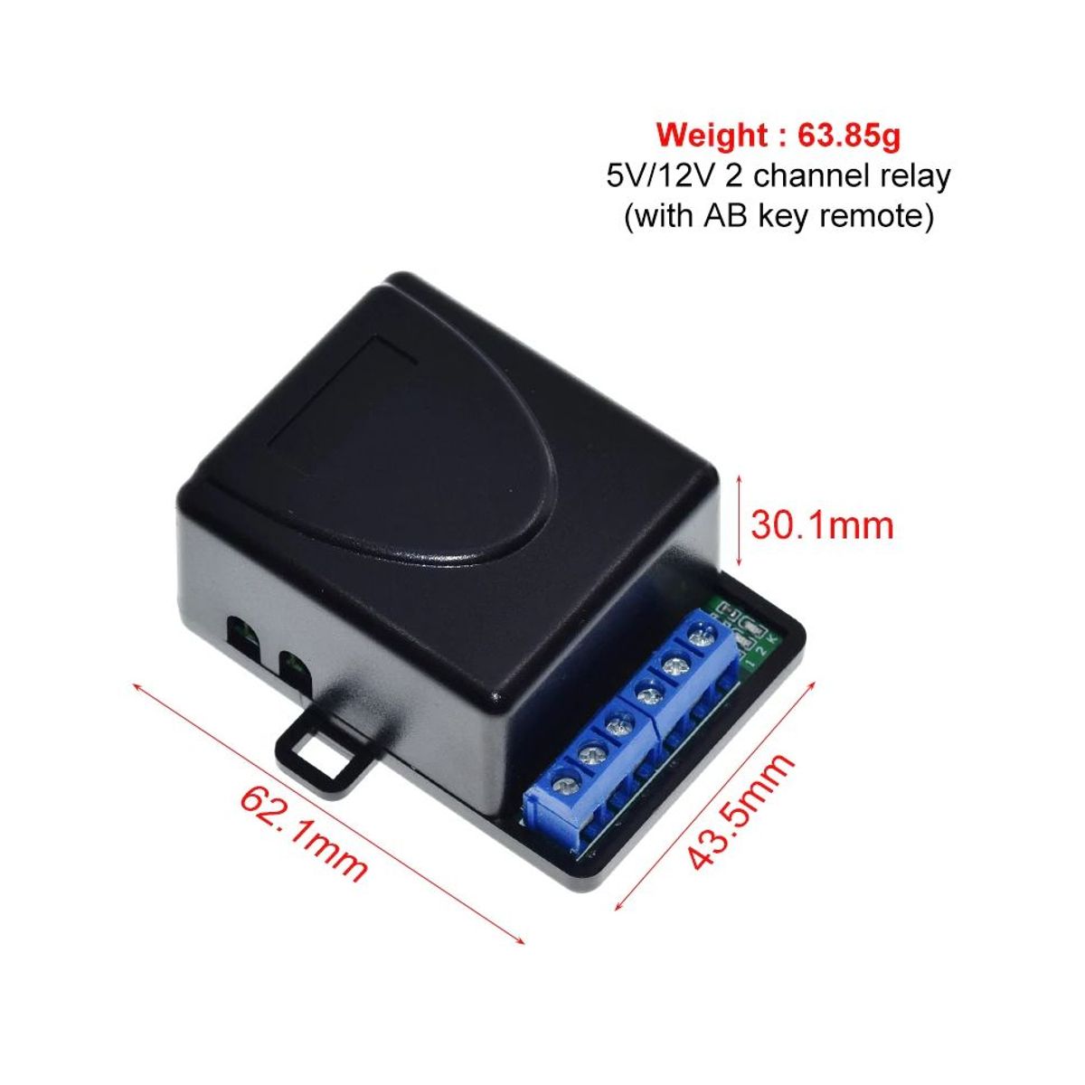 GENERICO - Control Remoto Codificado 433Mhz 12V 30mt con Relevo 2 Canales