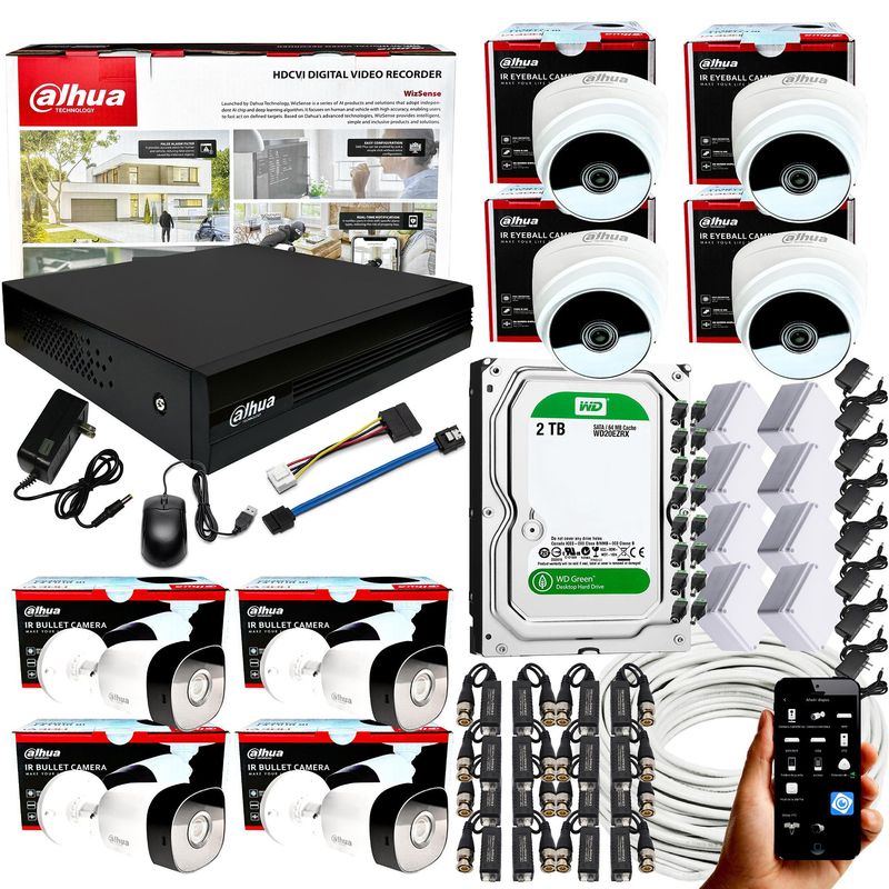 GENERICO - KIT CCTV DAHUA 5MP DVR 8CH + 8 CÁMARAS DE SEGURIDAD 5MP+ DISCO 2 TB