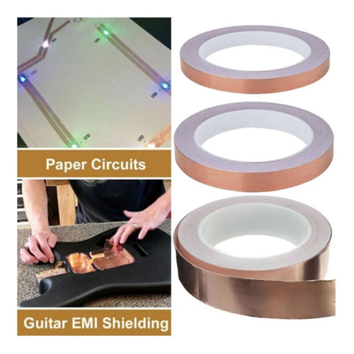 GENERICO - Cinta Cobre Adhesiva 12mm x 10mt Conductiva 120C