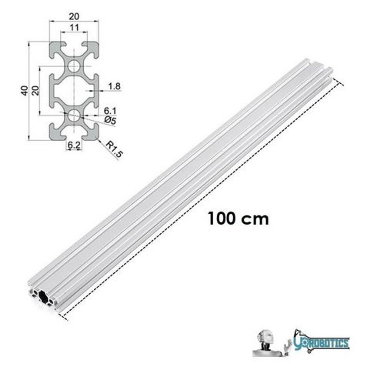 GENERICO - Perfil Estructural Extrusion Aluminio 20x40 2040 V Slot 1mt