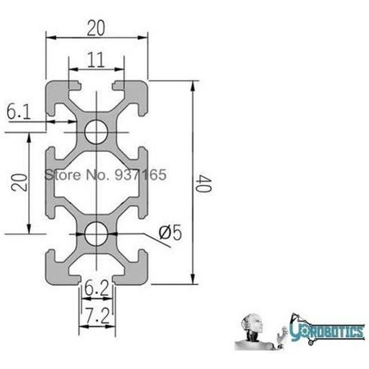 GENERICO - Perfil Estructural Extrusion Aluminio 20x40 2040 V Slot 1mt